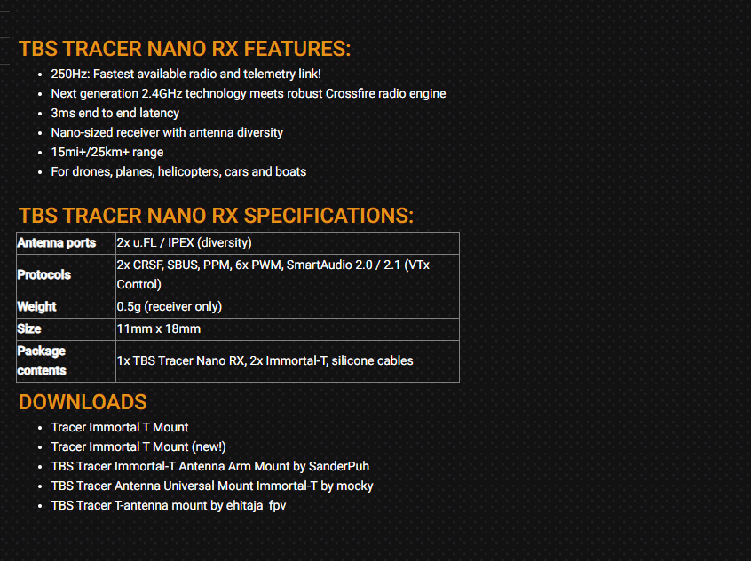 2026 TBS TRACER NANO RX - FPVレ - Tbs Fpv Tracer のレビューと価格